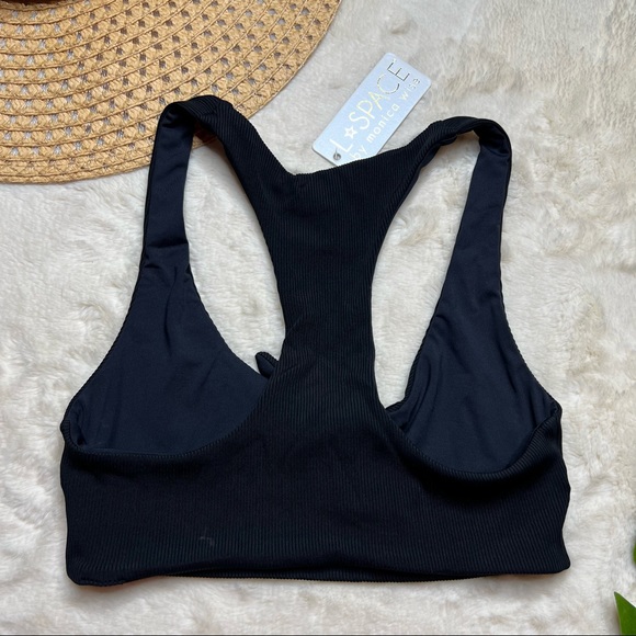 L*Space Black Ribbed Tara Bikini Top NWT! - Picture 6 of 9